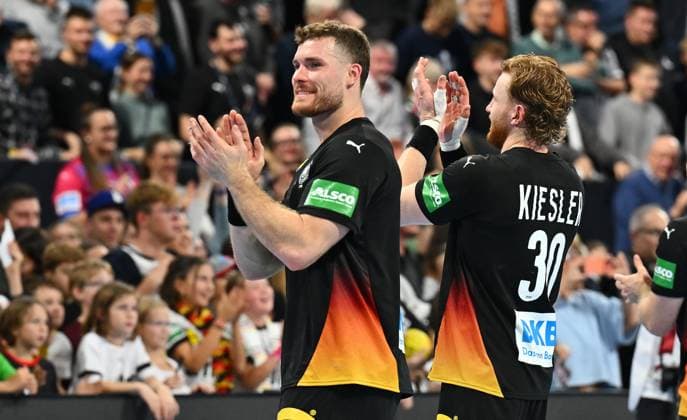 30 10 2025 Handball international match Germany gg Iceland xwoxzix Johannes Golla 4, Germany Tom Kiesler 30, Germany after end of match