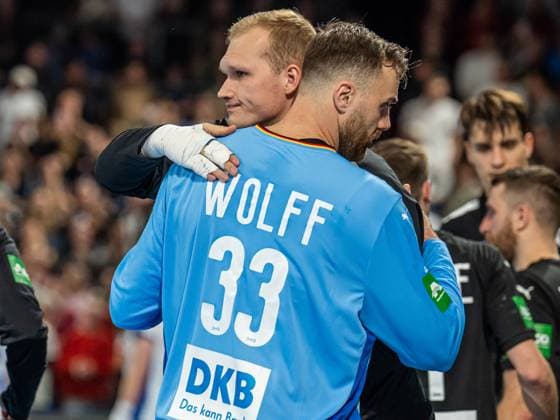 David Spaeth Germany, 01 and Andreas Wolff Germany, 33 after the match, Germany vs Iceland, handball, national match, men, season 2025 2026, 30 10 2025, Germany vs Iceland, handball, national match, men, season 2025 2026, 30 10 2025 Nuremberg Copyright: xEibner-Pressefoto MichaelxSchmidx EP_MST