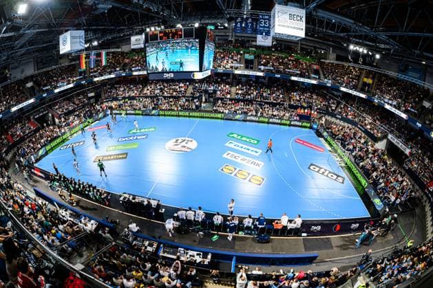 Nuremberg Handball Laenderspiel Germany Iceland Overview, Interior view, Venue, Arena, Spectators, Fan curve Fans Fanblock Nuremberg PSD Bank Arena Bayern Germany