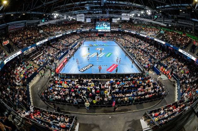 Nuremberg Handball Laenderspiel Germany Iceland Overview, Interior view, Venue, Arena, Spectators, Fan curve Fans Fanblock Nuremberg PSD Bank Arena Bayern Germany