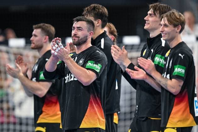 DHB 25 26 Germany Iceland on 30 10 2025 at the PSD Bank Nuernberg ARENA in Nuremberg Jannik Kohlbacher Germany after the win MT