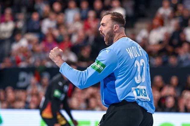 DHB 25 26 Germany Iceland on 30 10 2025 in the PSD Bank Nuernberg ARENA in Nuremberg Goalkeeper Andreas Wolff Germany cheers MT