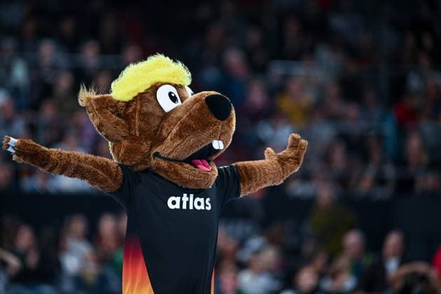 DHB 25 26 Germany Iceland on 30 10 2025 in the PSD Bank Nuremberg ARENA in Nuremberg Mascot Hanniball MT