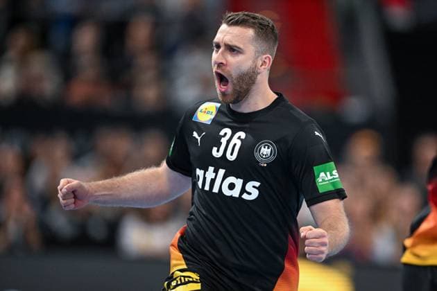 DHB 25 26 Germany Iceland on 30 10 2025 at PSD Bank Nuernberg ARENA in Nuremberg Lukas Mertens Germany cheers after his goal MT