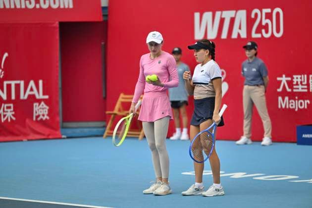 Kamilla Rakhimova And Aliaksandra Sasnovich In WTA250 Russia tennis player Kamilla Rakhimova and Belarusian tennis player Aliaksandra Sasnovich during a match at the Hong Kong Tennis Open on October 31, 2025 in Hong Kong. (Photo by Kobe Li Nexpher Images) Hong Kong