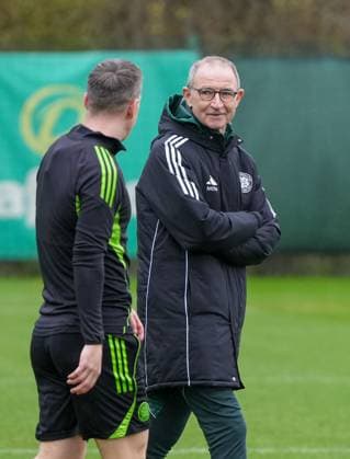 Celtic Interim Manager Martin O Neill with Celtic captain Callum McGregor. Celtic Team Training, William Hill Scottish Premiership, Football, Lennoxtown Training Ground, East Dunbartonshire, Scotland, UK - 31 Oct 2025Glasgow Celtic Park United Kingdom EDITORIAL USE ONLY No use with unauthorised audio, video, data, fixture lists, club league logos or live services. Online in-match use limited to 120 images, no video emulation. No use in betting, games or single club league player publications. Copyright: xStuartxWallace Shutterstockx 15634047c