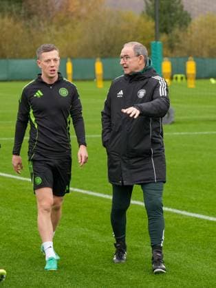 Celtic Interim Manager Martin O Neill with Celtic captain Callum McGregor. Celtic Team Training, William Hill Scottish Premiership, Football, Lennoxtown Training Ground, East Dunbartonshire, Scotland, UK - 31 Oct 2025Glasgow Celtic Park United Kingdom EDITORIAL USE ONLY No use with unauthorised audio, video, data, fixture lists, club league logos or live services. Online in-match use limited to 120 images, no video emulation. No use in betting, games or single club league player publications. Copyright: xStuartxWallace Shutterstockx 15634047e