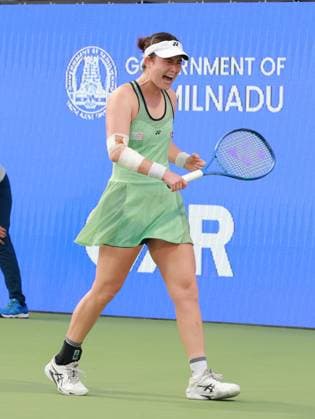 CHENNAI OPEN WTA, Tennis Damen 250 Chennai Open WTA 250 : Arina RODIONOVA (AUS) Joanna Garland (TPE) Vs Joanna Garland (TPE) defeated the australian by 2-6,6-7 Joanna Garland (TPE) in action Chennai SDAT Stadium, Nungambakkam. India Copyright: xSukumarxSukumarx