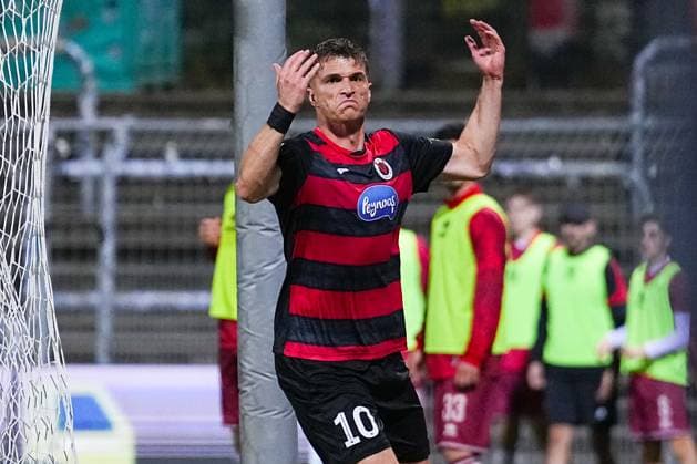 31 10 2025, xydrx, Fußball, 3 Liga, FC Viktoria Köln FC Ingolstadt 04, Saison 2025 2026, Sportpark Höhenberg Torjubel nach dem Tor zum 1 1 für den FC Viktoria Köln durch Torschütze David Otto FC Viktoria Köln 10 DFB regulations prohibit any use of photographs as image sequences and or quasi video Nordrhein Westfahlen Germany