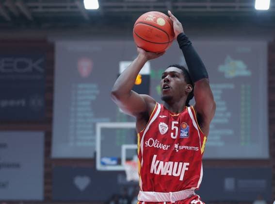 In the picture Marcus Carr Wuerzburg Baskets, 5 31 10 2025, Basketball, Fitness First Wuerzburg Baskets vs Science City Jena, easyCredit BBL, Matchday 6, Germany, Wuerzburg, tectake Arena, Copyright: HMBxMedia xJulienxBecker