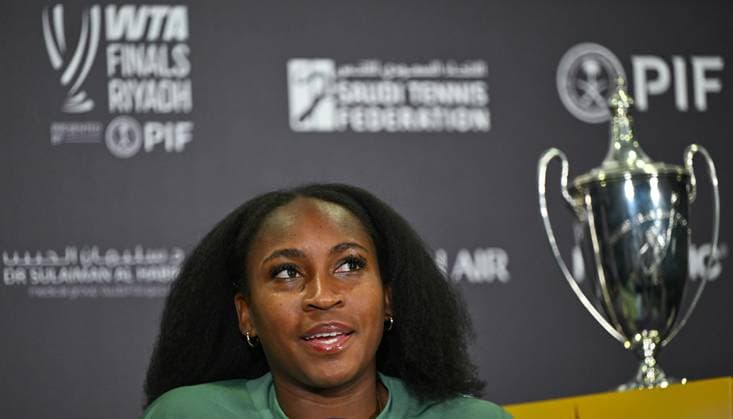 WTA, Tennis Damen Finals 2025 - press conference, PK, Pressekonferenz RIYADH, SAUDI ARABIA OCTOBER 31: Coco Gauff of the United States speaks to the media during a press conference on Media Day ahead of the WTA Finals Riyadh at King Saud University Indoor Arena in Riyadh, Saudi Arabia, October 31, 2025. Riyadh Saudi Arabia  Copyright: xArturxWidakx originalFilename:widak-wtafinal251031_npa45.jpg