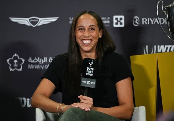 WTA, Tennis Damen Finals 2025 - press conference, PK, Pressekonferenz RIYADH, SAUDI ARABIA OCTOBER 31: Madison Keys of the United States speaks to the media during a press conference on Media Day ahead of the WTA Finals Riyadh at King Saud University Indoor Arena in Riyadh, Saudi Arabia, October 31, 2025. Riyadh Saudi Arabia  Copyright: xArturxWidakx originalFilename:widak-wtafinal251031_npHw2.jpg