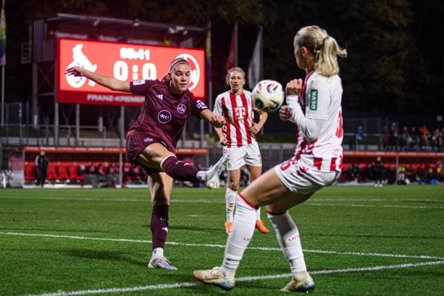 COLOGNE, GERMANY - 31 OCTOBER, 2025: Beatrix Foerdos, Sandra Maria Jessen - The match of Women Bundesliga 1.FC Koeln vs 1. FC Nuernberg at Franz Kremer Stadium  Copyright: xVITALIIxKLIUIEVx