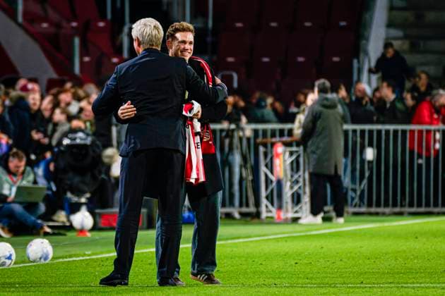 Harrie Lavreysen is being honoured at PSV Eindhoven after recently winning four world titles in Chile during half time PSV Eindhoven v Fortuna Sittard, PSV v Fortuna Sittard - Eredivisie, PSV Eindhoven v Fortuna Sittard - Dutch Eredivisie, Philips Stadion, October 31, 2025, Eindhoven, Netherlands.