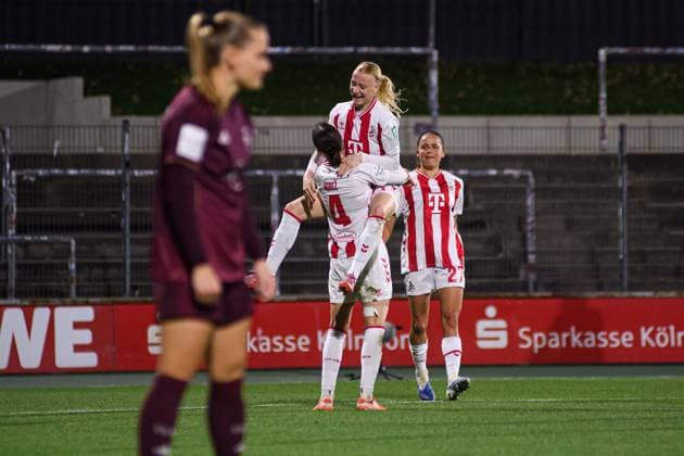 COLOGNE, GERMANY - 31 OCTOBER, 2025: Sara Agrez, Anna Gerhardt - The match of Women Bundesliga 1.FC Koeln vs 1. FC Nuernberg at Franz Kremer Stadium  Copyright: xVITALIIxKLIUIEVx