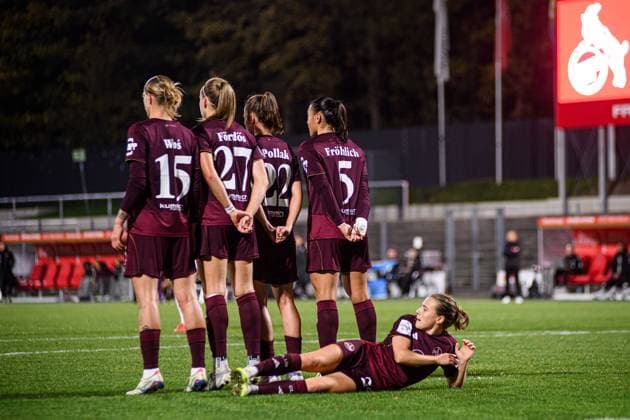 COLOGNE, GERMANY - 31 OCTOBER, 2025: Oliwia Wos, Julia Pollak, Nastassja Lein, Beatrix Foerdos - The match of Women Bundesliga 1.FC Koeln vs 1. FC Nuernberg at Franz Kremer Stadium  Copyright: xVITALIIxKLIUIEVx