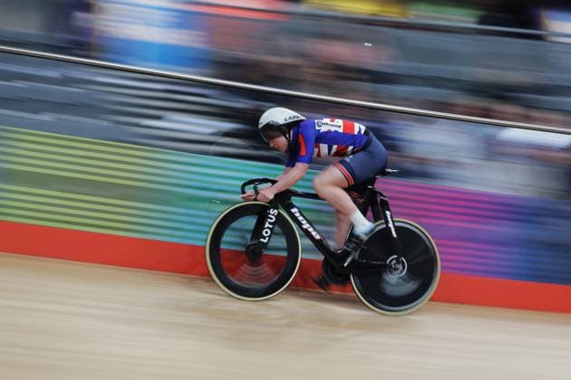 2025 London 3 Day Picture by Alex Whitehead SWpix.com - 31 10 2025 - Track cycling, Rad, Radsport, Bahnrad, Bahn - 2025 London 3 Day - Lee Valley VeloPark, London, England - Sprint Qualification - Emma Finucane of Great Britain London Cycling England Copyright: x xSWpix.comx(t axPhotographyxHubxLtd)xAlexxWhitehead SWpix.comx SWP-3152-0036