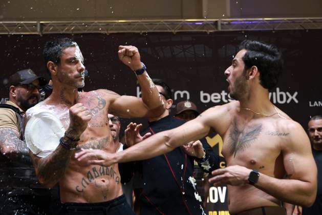 Official face-off of the athletes at the Fight Music Show in Sao Paulo. Sao Paulo (SP), 10 31 2025 - Face-off Fight Music Show - General brawl between athletes Victor Ruiz and Diego Grossi during the official face-off of the athletes of the Fight Music Show, the largest influencer fighting event in Latin America, the event takes place at the Municipal Market in the central region of the city of Sao Paulo, this Friday, October 31, 2025. (Foto: Leco Viana Thenews2 imago images) SPO  Copyright: xLecoxVianax