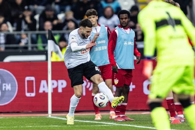 Football, Season 2025 2026, 3 Liga, Donaustadion Ulm, Matchday 13, SSV Ulm 1846 Soccer VfB Stuttgart II, 01 11 2025 01 11 2025, Football, Season 2025 2026, 3 Liga, Donaustadion Ulm, Matchday 13, SSV Ulm 1846 Soccer VfB Stuttgart II, 43 Leon Dajaku SSV Ulm 1846 Soccer Photo Lucca Fundel Ulm Donaustadion Baden Württemberg Germany