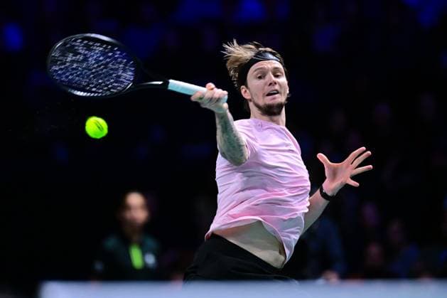 TENNIS : Rolex Paris Masters - Paris - 01 11 2025 Alexander Bublik ( Kazakhstan ) during the Rolex Paris Masters at Paris La Defense Arena on November 01, 2025 in Nanterre, France. (Photo by Federico Pestellini PSNewz ) ParisFrance  Copyright: xFedericoxPestellinix