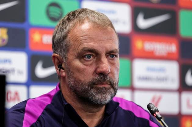 November 1, 2025, Sant Joan Despi, Barcelona, SPAIN: Hansi Flick, head coach of FC Barcelona, Barca attends his press conference, PK, Pressekonferenz during the training day of FC Barcelona ahead the Spanish League, La Liga EA Sports, football match against Elche CF at Ciudad Esportiva Joan Gamper on November 01, 2025 in Sant Joan Despi, Barcelona, Spain. Sant Joan Despi SPAIN - ZUMAa181 20251101_zaa_a181_058 Copyright: xJavierxBorregox