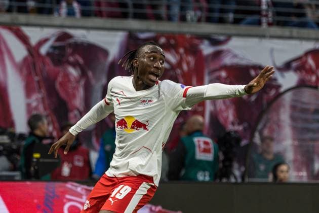 GER, Bundesliga, RB Leipzig VfB Stuttgart 01 11 2025, Red Bull Arena, Leipzig, GER, Bundesliga, RB Leipzig VfB Stuttgart Yan Diomande RB Leipzig 49 is happy about the 1 0 Â nordphotoxGmbHxx xAlexanderxTrienitz nph00051