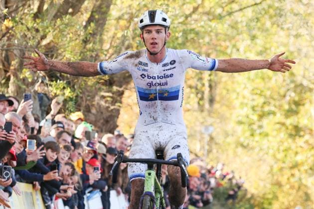 Koppenberg cyclo cross Oudenaarde, Belgium 01 11 2025 Winner Thibau Nys pictured during the X2O Koppenberg cyclecross on 01 November 2025 ( Picture by Gianni Barbieux Photo News ).  Copyright: xGiannixBarbieuxx