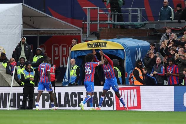 1st November 2025; Selhurst Park, Selhurst, London, England; Premier League Football, Crystal Palace versus Brentford; Jean-Philippe Mateta of Crystal Palace celebrates his goal in the 30th minute for 1-0  KatiexChan