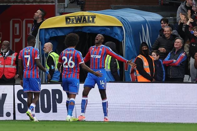 1st November 2025; Selhurst Park, Selhurst, London, England; Premier League Football, Crystal Palace versus Brentford; Jean-Philippe Mateta of Crystal Palace celebrates his goal in the 30th minute for 1-0  KatiexChan