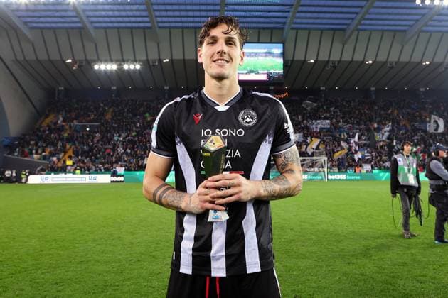 Udinese™s Nicolo Zaniolo is the Panini Player of the match after the Serie A soccer match between Udinese and Atalanta at the Bluenergy Stadium in Udine, north east Italy - Saturday, November 01,2025 - soccer  Copyright: xAndreaxBressanutti LaPressex