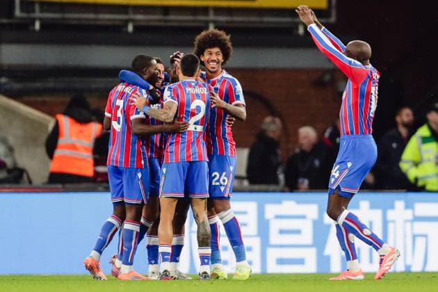 Players of Crystal Palace celebrate their second goal during the Premier League game between Crystal Palace and Brentford at Selhurst Park in London, England. Copyright: xLiamxAsman SPPx Sportspressphoto_SPR54880