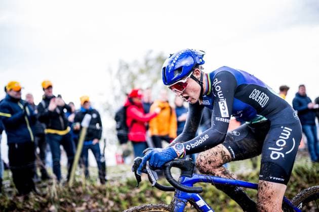 Dutch Lucinda Brand pictured in action during the women elite race of the Koppenbergcross, the first race (out of eight) of the X2O Badkamers trophy cyclocross competition, in Melden, Oudenaarde, on Saturday 01 November 2025. JASPERxJACOBS  x138629525x
