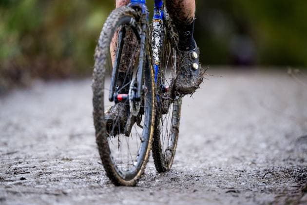 Picture show a dirty bike during the women elite race of the Koppenbergcross, the first race (out of eight) of the X2O Badkamers trophy cyclocross competition, in Melden, Oudenaarde, on Saturday 01 November 2025. JASPERxJACOBS  x138629577x
