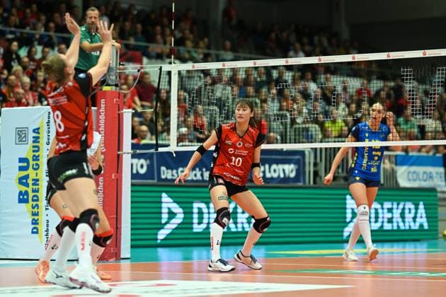 Miku Akimoto Dresdner SC, 10 Dresdner SC vs SSC Palmberg Schwerin, 1 Volleyball Bundesliga Women, Season 2025 2026, 01 11 2025 Dresdner SC vs SSC Palmberg Schwerin, 1 Volleyball Bundesliga Women, Season 2025 2026, 01 11 2025 Dresden Copyright: xEibner-Pressefoto xHoepnerx EP_PHR