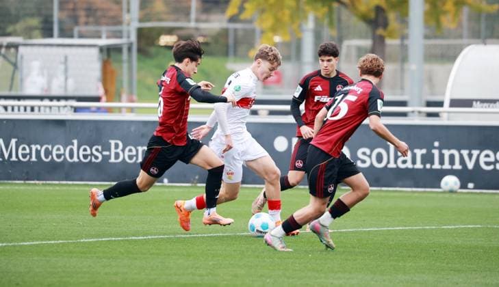 01 11 25 U19 VfB Stuttgart U19 1 FC Nürnberg Germany, Stuttgart, 01 11 2025, Football, U19 DFB Youth League, Season 2025 2026, U19 VfB Stuttgart U19 1 FC Nürnberg 2 2 Yanik Spalt VfB Stuttgart