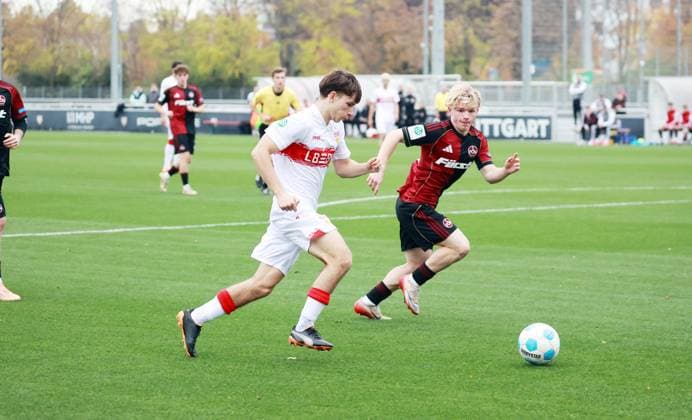 01 11 25 U19 VfB Stuttgart U19 1 FC Nürnberg Germany, Stuttgart, 01 11 2025, Football, U19 DFB Youth League, Season 2025 2026, U19 VfB Stuttgart U19 1 FC Nürnberg 2 2 Neno Zezelj VfB Stuttgart