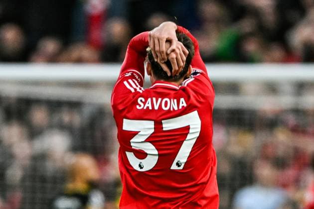 1st November 2025; The City Ground, Nottingham, England; Premier League Football, Nottingham Forest versus Manchester United, ManU Nicolo Savona of Nottingham Forest holds his head after his team misses a chance to score  GodfreyxPitt