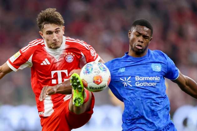 Tom Bischof (FC Bayern Muenchen) und Christian Kofane (Bayer 04 Leverkusen) kaempfen um den Ball, Bundesliga, FC Bayern München v Bayer 04 Leverkusen, Allianz Arena am 01. November 2025 in München, Deutschland. (Foto von Marco Steinbrenner DeFodi Images) Tom Bischof (FC Bayern Muenchen) und Christian Kofane (Bayer 04 Leverkusen) battle for the ball, Bundesliga, FC Bayern München v Bayer 04 Leverkusen, Allianz Arena, November 1, 2025 in München, Germany. (Photo by Marco Steinbrenner DeFodi Images) DFL regulations prohibit any use of photographs as image sequences and or quasi-video. Tom Bischof FC Bayern Muenchen and Christian Kofane Bayer 04 Leverkusen battle for the ball, Bundesliga, FC Bayern München v Bayer 04 Leverkusen, Allianz Arena, November 1, 2025 in Munich, Germany Photo by Marco Steinbrenner DeFodi Images Tom Bischof FC Bayern Muenchen and Christian Kofane Bayer 04 Leverkusen battle for the ball, Bundesliga, FC Bayern München v Bayer 04 Leverkusen, Allianz Arena, November 1, 2025 in München, Germany Photo by Marco Steinbrenner DeFodi Images DFL regulations prohibit any use of photographs as image sequences and or quasi video