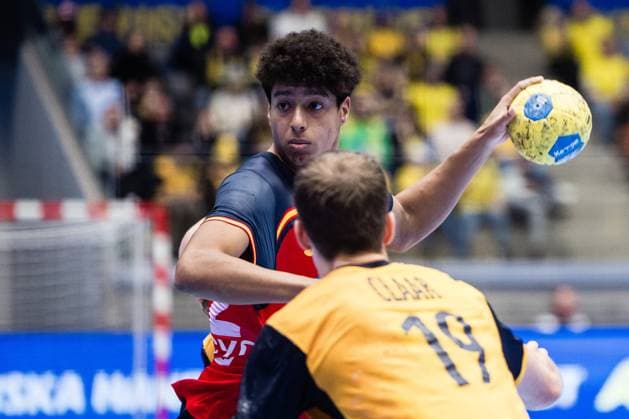 251101 Marcos Fis of Sweden and Felix Claar of Sweden during the international friendly handball match between Sweden and Spain on November 1, 2025 in Eskilstuna Photo Kenta Jönsson BILDBYRAN COP 210 KJ0282 handball handboll handball landslag sverige sweden spain national teams bbeng  Copyright: KENTAxJÖNSSON BB251101KJ082