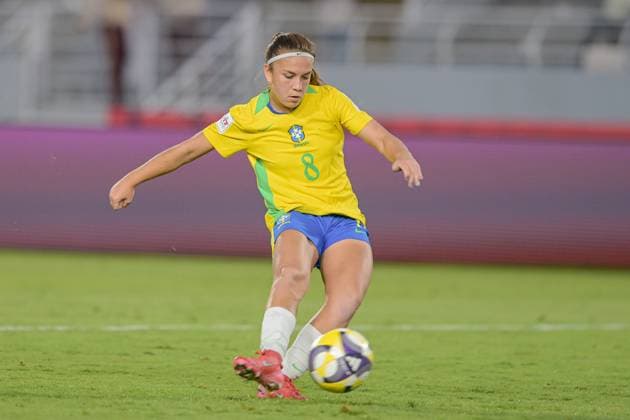 Brazil v Canada: Group A - FIFA U-17 Women s World Cup Morocco 2025 8 Pepe, a midfielder for Brazil U-17, scores the penalty during the FIFA U17, U 17 Women s World Cup Morocco 2025 quarter-final match between Brazil and Canada in Rabat, Morocco, on November 1, 2025, at the Olympic Stadium. Rabat Morocco  Copyright: xAndreaxxAmatox originalFilename:amato-notitle251101_npfXx.jpg