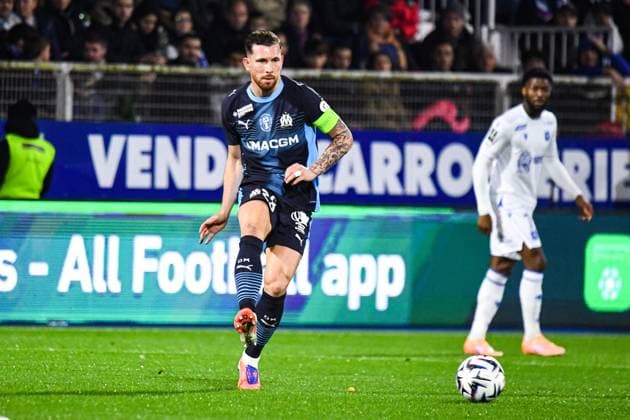FOOTBALL : AJ Auxerre vs Olympique de Marseille - Ligue 1 - JournÃ e 11 - 01 11 2025 Pierre-Emile Hojbjerg (OM) RennesFrance  Copyright: xBaptistexAutissierx