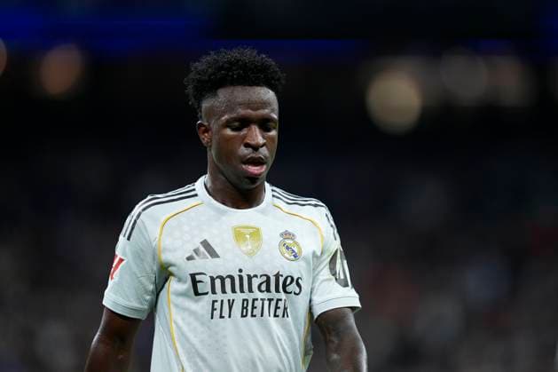 November 1, 2025, Madrid, Madrid, Spain: Vinicius Junior of Real Madrid CF looks down during the Spanish League, LaLiga EA Sports, football match played between Real Madrid C.F. and Valencia CF at Santiago Bernabeu stadium on November 1, 2025, in Madrid, Spain. Madrid Spain - ZUMAa181 20251101_zaa_a181_407 Copyright: xOscarxJ.xBarrosox