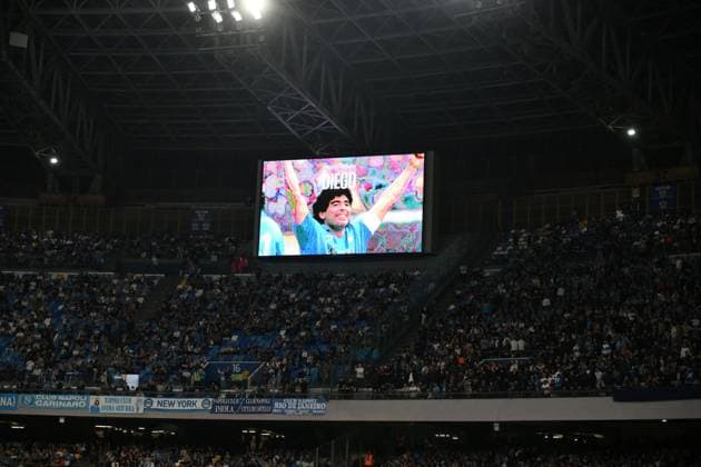 1st November 2025, Stadio Diego Armando Maradona, Naples, Italy; Serie A Football; Napoli versus Como; image of Diego Armando Maradona on the stadium large screen  AllShotLive