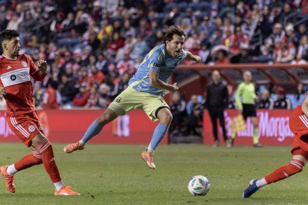 Indiana Vassilev (19 Philadelphia Union) in action during the round one playoff game two between Chicago Fire FC and Philadelphia Union on Saturday, November 1 at SeatGeek Stadium, Bridgeview, USA. (NO COMMERCIAL USAGE) Copyright: xShainaxBenhiyoun SPPx Sportspressphoto_SPR55747