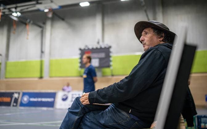 Volleyball, Season 2025 2026, 2 Bundesliga Nord, 01 11 2025, 06 Matchday, Men, TuB Bocholt blue vs Muenster Volleys black Sven Boehme Co Coach TuB Bocholt , Bocholt Sporthalle West Nordrhein Westfalen Germany 251101_vb_tub-bocholt_muenster-volleys_45712