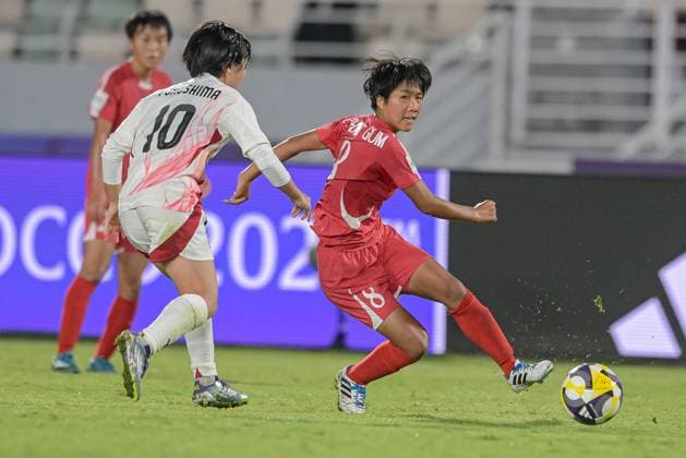 Korea DPR U17, U 17 v Japan U17 - FIFA U17 Women s World Cup Morocco 2025: Quarter-Final 8 Eh E. Chong Gum (Midfielder) of Korea DPR U-17 is in action during the FIFA U17 Women s World Cup quarter-final match between Korea DPR and Japan in Rabat, Morocco, on November 1, 2025, at the Olympic Stadium. Rabat Morocco  Copyright: xAndreaxxAmatox originalFilename:amato-notitle251101_npTKw.jpg