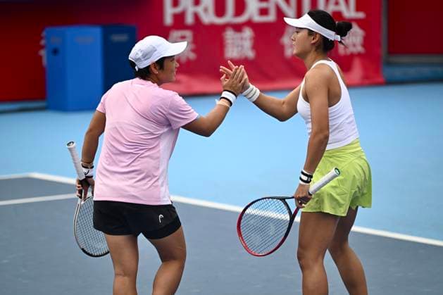 Xinyu Jiang And Yafan Wang In WTA250 Chinese tennis player Xinyu Jiang and Yafan Wang during a match at the Hong Kong Tennis Open on November 2, 2025 in Hong Kong. (Photo by Kobe Li Nexpher Images) Hong Kong