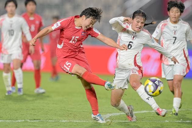 Korea DPR U17, U 17 v Japan U17 - FIFA U17 Women s World Cup Morocco 2025: Quarter-Final Kim K. Won Sim, number 15, plays as a forward for Korea DPR U-17 during the FIFA U-17 Women s World Cup quarter-final match between Korea DPR and Japan in Rabat, Morocco, on November 1, 2025, at the Olympic Stadium. Rabat Morocco  Copyright: xAndreaxxAmatox originalFilename:amato-notitle251101_nplGi.jpg