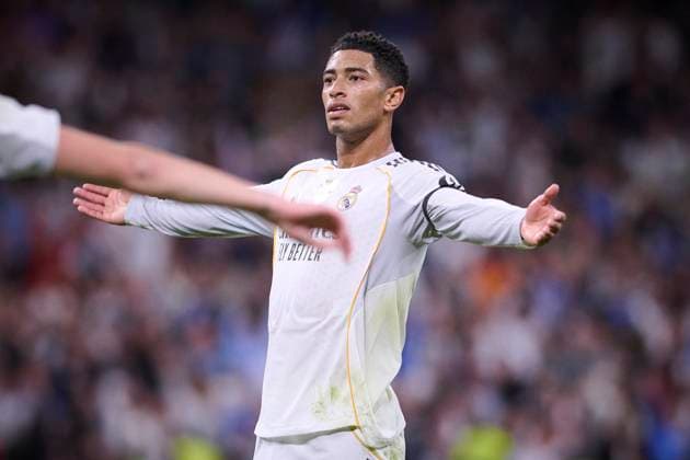 Kylian Mbappe At Real Madrid Cf V Valencia CF- Madrid Real Madrid CF’s Jude Bellingham celebrates goal during La Liga match between Real Madrid CF and Valencia CF at Santiago Bernabeu Stadium in Madrid, Spain on November 1, 2025. Round 11 of the 2025 2026 season. Photo by Jorge Ropero ALTERPHOTOS ABACAPRESS.COM Madrid Spain  Copyright: xAlterPhotos ABACAx