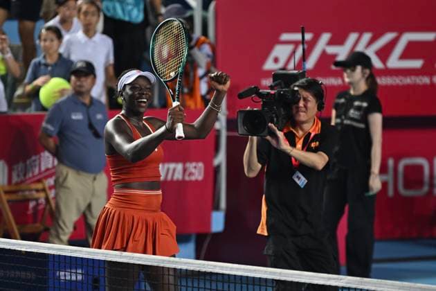 Victoria Mboko In WTA250 Canadian tennis player Victoria Mboko during a match at the Hong Kong Tennis Open on November 2, 2025 in Hong Kong. (Photo by Kobe Li Nexpher Images) Hong Kong